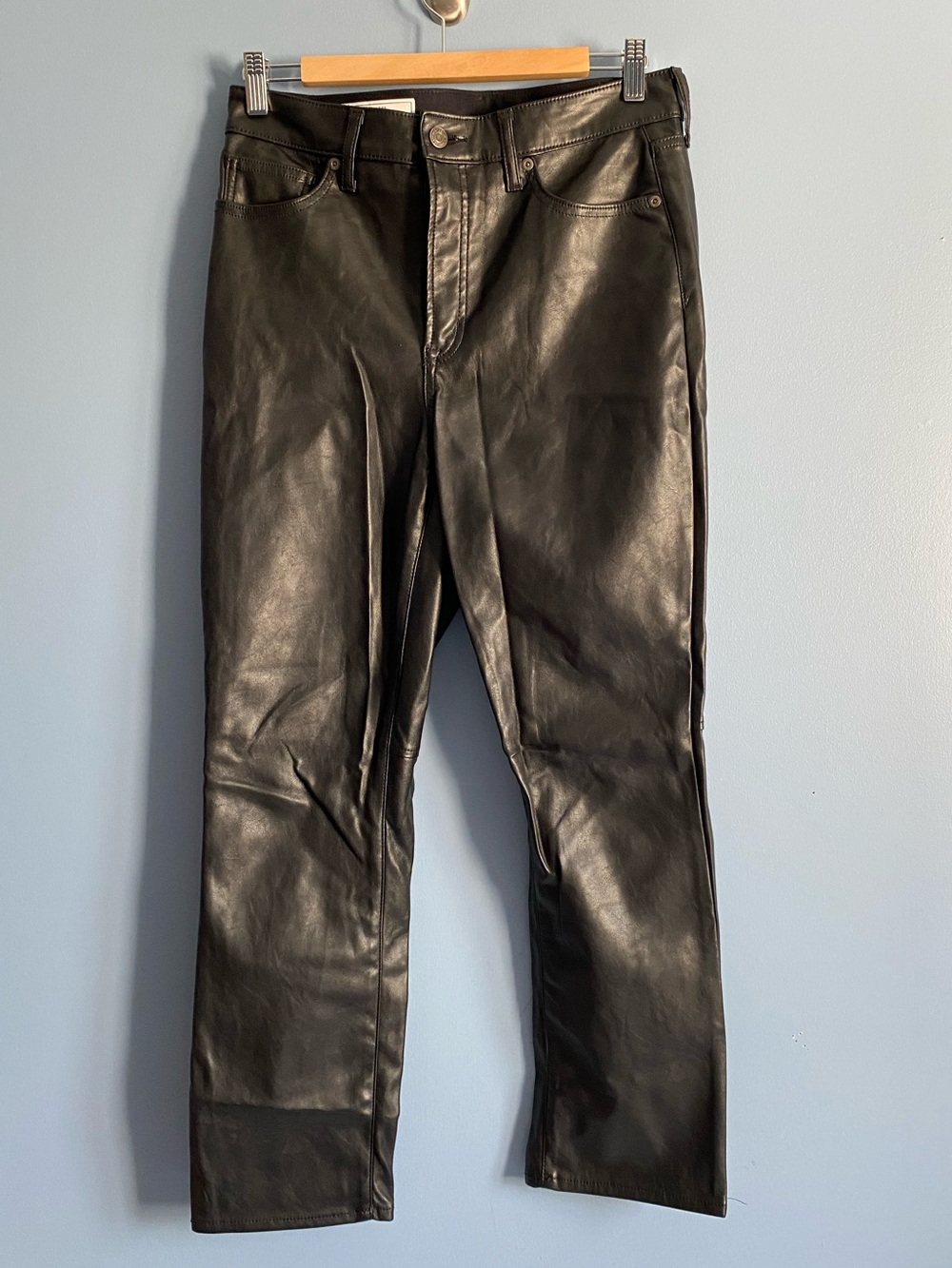 GAP Vintage Slim High Rise Black Faux-Leather